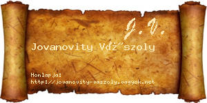 Jovanovity Vászoly névjegykártya